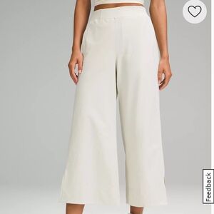 lululemon stretch woven high-rise wide-leg cropped pant beige